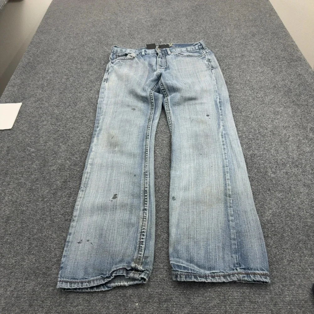 Helix Jeans Mens 32x32 Blue Denim Slim Boot Distressed Y2K Streetwear